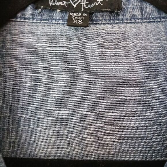 Velvet Heart 90s Chambray Denim Lightweight Button-Up Fit & Flare Dress- XS - Picture 4 of 7